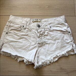 Free People White Frayed Hem Shorts